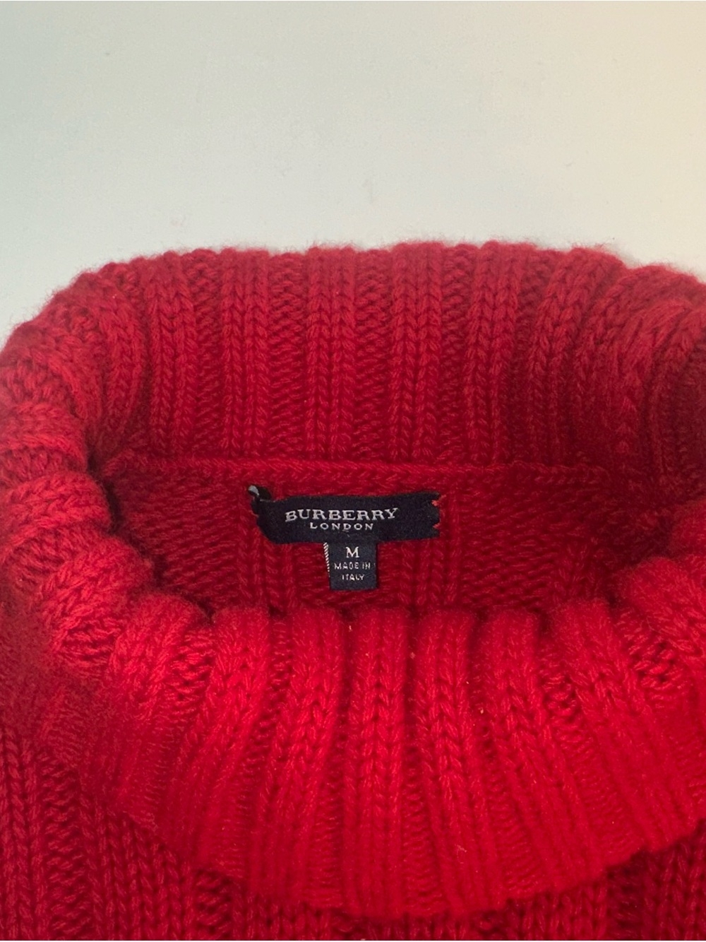 Burberry London Men's Red Turtleneck Ribbed Knit Sweater - Picture 4 of 7